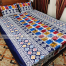 Mitu Home and Curtain King size Bedsheet with Pillow cover Chador set 7×8 feet cotton fabric Blue batik image