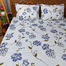 Mitu Home and Curtain Premium King Size Export Twill Cotton Bedsheet With Pillow Cover Chador Set Export Twill Cotton 7.25×8 Feet Full Cotton Blue White art image