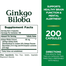 Nature's Bounty Ginkgo Biloba 60 mg 200 Capsules -356143439 image
