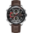 Naviforce Men Analog Digital Chronograph Dual Display Leather Strap Quartz Watch -NF9197 (Brown) image