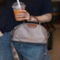 New Portable Nylon Cloth with Cowhide Shoulder Bag(Grey) image