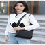 New Portable Nylon Cloth with Cowhide Shoulder Bag(Black) image