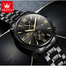 OLEVS 2886 New Black Quartz Watch for Men Stainless Steel Watchband Auto Date Chronograph Waterproof Luminous Business Men Wristwatch image