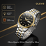 Olevs Quartz Wrist Watch For Men Luxury Leather Luminous Hand Fashion Watch For Men Golden Stainless Steel Analog Wrist Watch image
