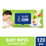 Parachute Just For Baby - Baby Face and Body Wipes 120pcs image