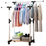 Portable Double‑Pole Cloth Rack Small With Wheels image