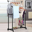 Portable Double‑Pole Cloth Rack Small With Wheels image