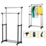 Portable Double‑Pole Cloth Rack Small With Wheels image