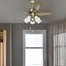 Qulik Luxoria UL 52 Inch Glass Flower Lampshade Copper Motor Remote Control Under-light Ceiling Fan Fan image