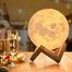 Rechargeable 3D Moon Lamp with Wooden Stand - 16-Color RGB Night Light with Touch and Remote Control image