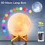 Rechargeable 3D Moon Lamp with Wooden Stand - 16-Color RGB Night Light with Touch and Remote Control image