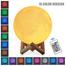 Rechargeable 3D Moon Lamp with Wooden Stand - 16-Color RGB Night Light with Touch and Remote Control image