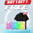 Redragon K649 Elf PRO Tri Mode Transparent White Mechanical Keyboard (Buy 1 Get 1 Redragon T-Shirt Black FREE) image