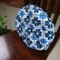 Round Chair Cushion, Cotton Fabric, Blue And Black 20x20 Inch image