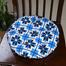 Round Chair Cushion, Cotton Fabric, Blue And Black 14x14 Inch image