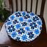 Round Chair Cushion, Cotton Fabric, Blue And Black 20x20 Inch image