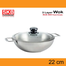 Induction 3 Layer Wok With Glass Lid SS Handle 22cm image