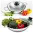 Induction 3 Layer Wok With Glass Lid SS Handle 22cm image