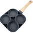 SMARAN 4 Hole Non-Stick Omelet and Pancake Pan with Wooden Handle image
