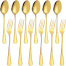 Set of 12 Gold Plated Stainless Steel Heavy-Duty Forks (6 Inch) and Spoons (6 Inch) Cutlery Set image