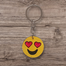 Smiling Face With Heart Eyes Hand-Painted Wooden Keyring image