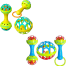Soft Glue Dumbbell and Ball Baby Set Hand Teether With jhunjhuni - 3 pcs image