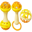 Soft Glue Dumbbell and Ball Baby Set Hand Teether with Jhunjhuni - 3 pcs image