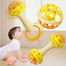 Soft Glue Dumbbell and Ball Baby Set Hand Teether with Jhunjhuni - 3 pcs image