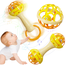 Soft Glue Dumbbell and Ball Baby Set Hand Teether with Jhunjhuni - 3 pcs image