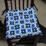 Square Chair Cushion, Cotton Fabric, Blue And Black 14x14 Inch image