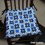 Square Chair Cushion, Cotton Fabric, Blue And Black 14x14 Inch image
