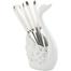 Stainless Steel Fruit Fork, Creative Ceramic Cygnus Cutlery Set, for Household Salad Forks, Dessert Forks Silverware Set (Color : 6 forks Plus White swan) (6 Forks Plus white Swan) image