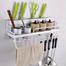 Stainless Steel Wall Mounted Kitchen Rack – Space-Saving Storage Organizer for Utensils and Bottles image