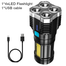 Strong Light Flashlight Camping Torch Rechargeable Multifunctional Portable Hand Lantern with 4 Lamp Beads and COB Side Light image