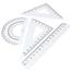 Students Drawing Set Square Triangle Ruler Aluminum Alloy Protractor 4 Pcs image