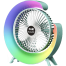 Summer Camping LED Light Air Cooling Colourful Led Fans Usb Battery Power Stand Portable Electric Mini Desktop Fan Big size image
