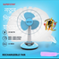 Super Star Rechargeable Table Fan Blue 12Inch image