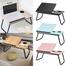 Tiltable And Foldable Double Head Laptop Table - Wood Color image