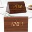 Triangle Wooden Style Digital LED Clock-Dark Wood Color image