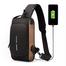 USB Charging Sport Sling Anti Theft Shoulder Bag Brown Shape image