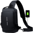 USB charging sport sling Anti-theft shoulder bag (Black shape) image