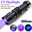 UV Flashlight 395nm Mini Metal LED Blacklight for Pet Stains, Money And Inspection Without Battery image
