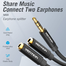 VENTION BBWBY 3.5mm Male to 2 3.5mm Female Stereo Splitter Cable 0.3M Black Metal Type image