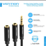 VENTION BBWBY 3.5mm Male to 2 3.5mm Female Stereo Splitter Cable 0.3M Black Metal Type image