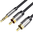 VENTION BCFBG 3.5mm Male to 2RCA Male Audio Cable 1.5M Black Metal Type image
