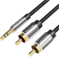 VENTION BCFBJ 3.5mm Male to 2RCA Male Audio Cable 5M Black Metal Type image