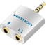 VENTION BDBW0 4 Pole 3.5mm Male to 2 3.5mm Female Audio Splitter with Separated Audio and Microphone Port Slivery image
