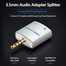 VENTION BDBW0 4 Pole 3.5mm Male to 2 3.5mm Female Audio Splitter with Separated Audio and Microphone Port Slivery image