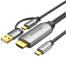VENTION CGXBG USB-C to HDMI Cable With 2- In-1 (USB And USB-C) Power Supply 1.5M Black Aluminum Alloy Type image