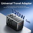 VENTION FJGB0 4-Port USB 100W/100W/20W/18W GaN Universal Travel Adapter Black image